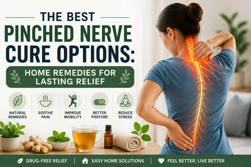 Person massaging neck looking for a pinched nerve cure